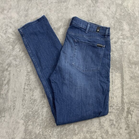 7 for all Mankind Slimmy Tapered Jeans Mens 38x32” Blue Luxe Performance Plus - Picture 1 of 16